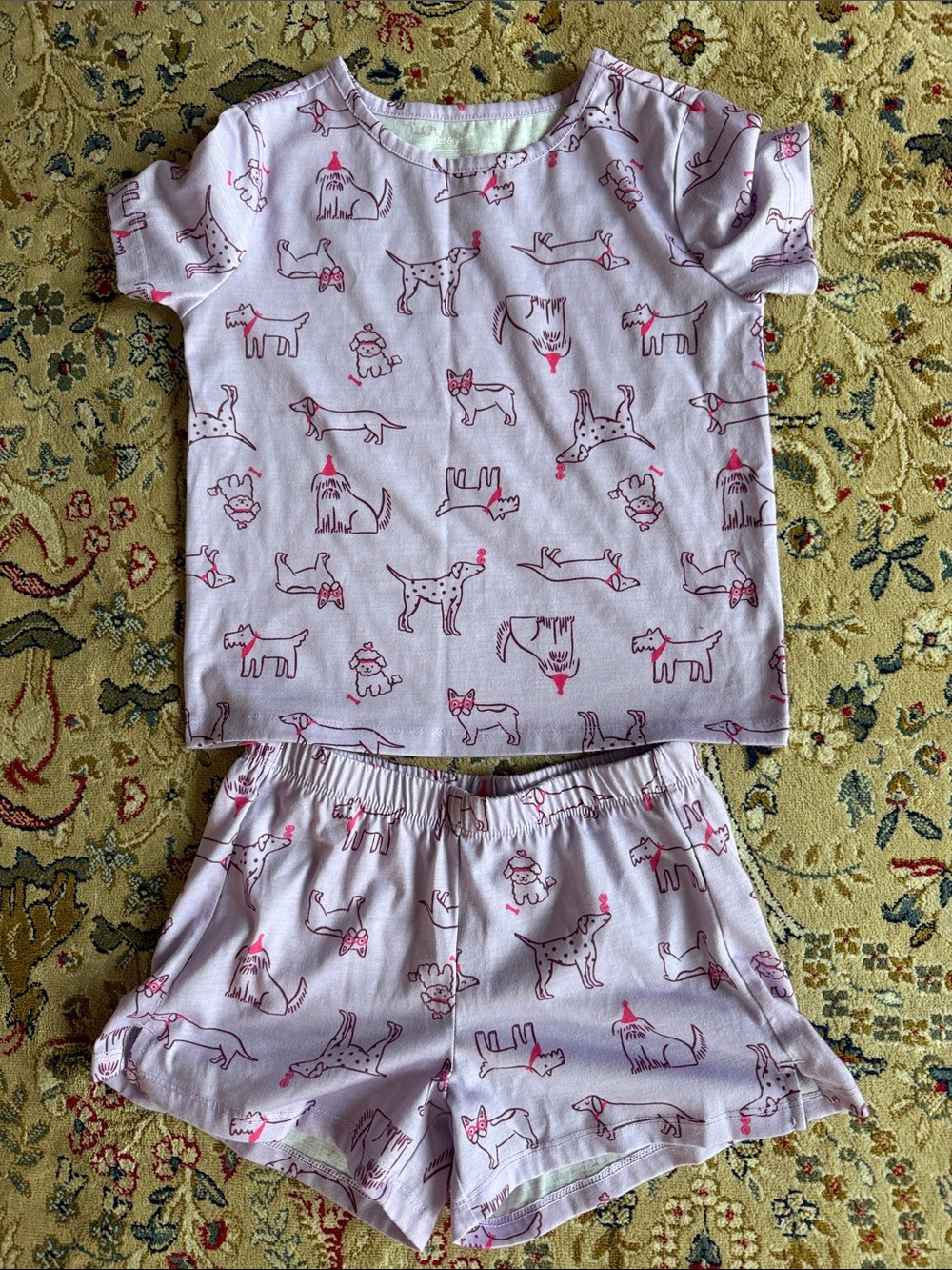 Cat & Jack Pink Puppy Print Short Pajama Set